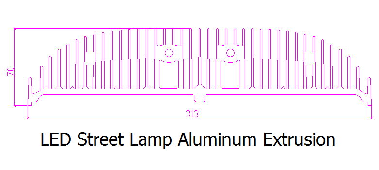LED High Power Street Lamp Aluminum Extrusion Profile